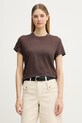 United Colors of Benetton t-shirt damski lniany brązowy 3TKEE1009