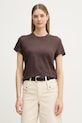 United Colors of Benetton t-shirt damski lniany brązowy 3TKEE1009