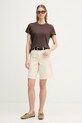 United Colors of Benetton t-shirt damski lniany 3TKEE1009 brązowy SS26