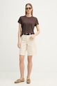 United Colors of Benetton t-shirt damski lniany 3TKEE1009 brązowy SS26