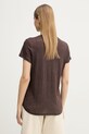 Odzież United Colors of Benetton t-shirt damski lniany 3TKEE1009 brązowy