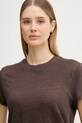 United Colors of Benetton t-shirt damski lniany brązowy 3TKEE1009