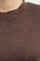 United Colors of Benetton t-shirt damski lniany 3TKEE1009 brązowy