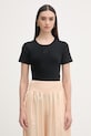 Pinko T-shirt Γυναικείο βαμβακερό με ελαστάν μαύρο 106815.A3AL