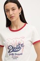 Pinko t-shirt damski bawełniany beżowy 106902.A3C2