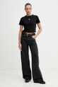 Calvin Klein Jeans t-shirt basic bawełniany z elastanem LV047AB213 czarny SS26