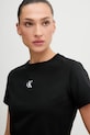 Calvin Klein Jeans t-shirt basic bawełniany z elastanem czarny LV047AB213
