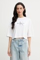 Calvin Klein Jeans crop top ženski bombažen bela LV047F828G