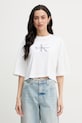 Calvin Klein Jeans crop top ženski bombažen bela LV047F828G