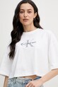 Calvin Klein Jeans crop top ženski bombažen bela LV047F828G
