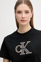 Calvin Klein Jeans osnovna kratka majica ženska bombažna črna LV047F829G