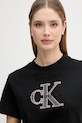 Calvin Klein Jeans osnovna kratka majica ženska bombažna črna LV047F829G