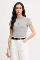 Calvin Klein Jeans crop top dámsky bavlnený s elastanom béžová LV047F833G