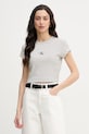 Calvin Klein Jeans crop top dámsky bavlnený s elastanom béžová LV047F833G