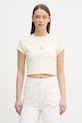 Calvin Klein Jeans crop top da donna in cotone con elastan beige LV047F833G