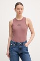 Calvin Klein Jeans top damski z bawełną brązowy LV047F239G