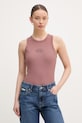 Calvin Klein Jeans top dámsky s bavlnou hnedá LV047F239G