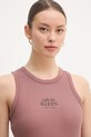 Calvin Klein Jeans top damski z bawełną brązowy LV047F239G