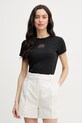 Calvin Klein Jeans kratka majica ženska bombažna z elastanom črna LV047F240G