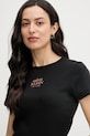 Calvin Klein Jeans kratka majica ženska bombažna z elastanom črna LV047F240G