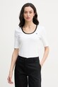 Calvin Klein Jeans T-shirt damski bawełniany z elastanem beżowy LV047F247G