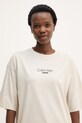 Calvin Klein Jeans T-shirt γυναικείο βαμβακερό μπεζ LV047F812G