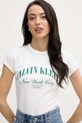 Calvin Klein Jeans T-shirt damski bawełniany z elastanem beżowy LV047F815G