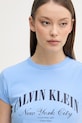 Calvin Klein Jeans T-shirt damski bawełniany z elastanem niebieski LV047F815G