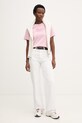Tommy Hilfiger t-shirt damski bawełniany SUMMER WW0WW48707 różowy SS26