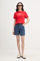 Tommy Hilfiger t-shirt damski bawełniany SUMMER WW0WW48707 czerwony SS26