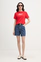 Tommy Hilfiger t-shirt damski bawełniany SUMMER WW0WW48707 czerwony SS26