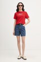 Tommy Hilfiger kratka majica ženska bombažna SUMMER WW0WW48707 rdeča SS26