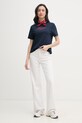 Tommy Hilfiger t-shirt damski bawełniany SUMMER WW0WW48707 granatowy SS26
