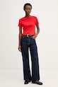 Tommy Hilfiger t-shirt damski bawełniany WW0WW49250 czerwony SS26