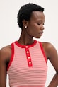 Tommy Hilfiger top femei, din bumbac rosu WW0WW49251