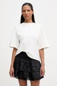 AllSaints T-shirt oversize damski bawełniany PALOMA beżowy W087JE