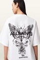 AllSaints oversize kratka majica ženska bombažna HALIS W140JE bela