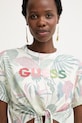 Guess T-shirt damski bawełniany żółty W6GI09.K3024