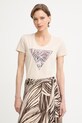 Guess T-shirt damski bawełniany z elastanem beżowy W6GI19.K3042