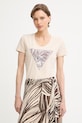 Guess T-shirt damski bawełniany z elastanem beżowy W6GI19.K3042