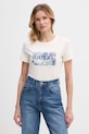 Guess t-shirt damski bawełniany beżowy W6GP02.K2753