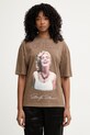 Guess t-shirt oversize damski bawełniany MARILYN MONROE brązowy W6BI52.K6659