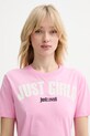 Just Cavalli t-shirt bawełniany różowy 80PAHT12.CJ500