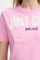 Just Cavalli t-shirt bawełniany 80PAHT12.CJ500 różowy