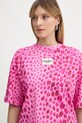 Just Cavalli t-shirt bawełniany różowy 80PAHE05.CJ110