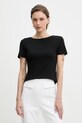 Patrizia Pepe t-shirt damski bawełniany z elastanem czarny 2M4522.J407