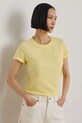 Lauren Ralph Lauren T-shirt basic damski bawełniany żółty 200P09106