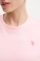 Βαμβακερό μπλουζάκι U.S. Polo Assn. CREW NECK WUP0634 ροζ