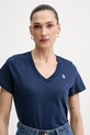 Βαμβακερό μπλουζάκι U.S. Polo Assn. V-NECK σκούρο μπλε WUP0635