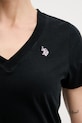 Βαμβακερό μπλουζάκι U.S. Polo Assn. V-NECK WUP0635 μαύρο